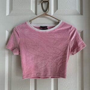 Urban Outfitters Pink Velvet Crop Top
